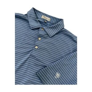 Peter Millar Summer Comfort Polo Shirt Striped Blue‎ Golf Sleeve Embroidered XL